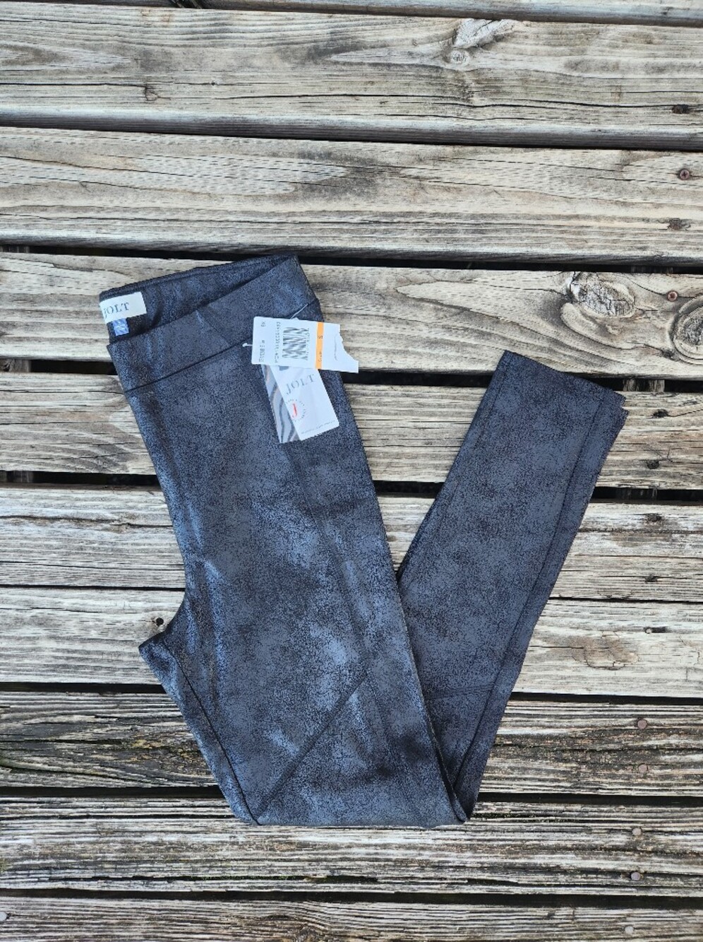 NWT Jolt Black Crackle Leather Legging Small Moto Dillards Office